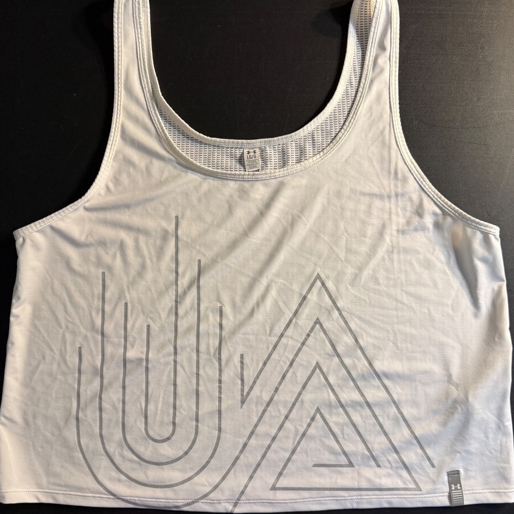 Under Armour Womens HeatGear Loose Fit Crop Tank Top White Silver 1279150 Large